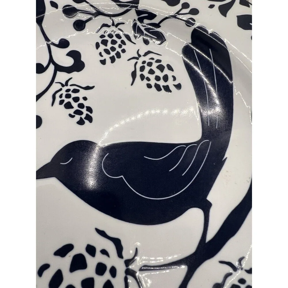 3 Pier 1 Imports blue & Green Bird Stoneware 8” Luncheon Salad Dessert Plates